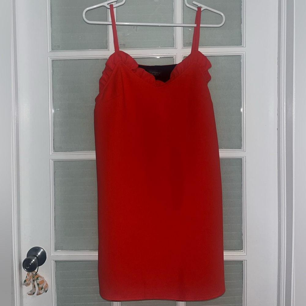 Top Shop US 6 jumper dress, spaghetti strap red with pockets